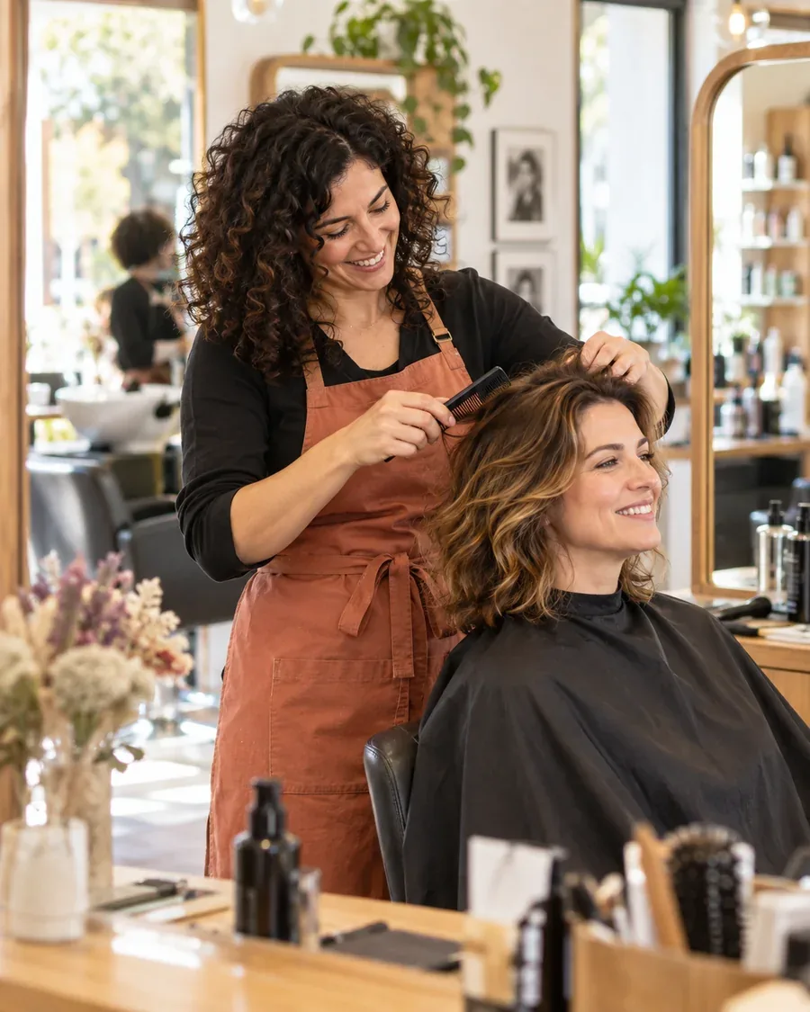 Un professionnel de la coiffure au travail dans un salon