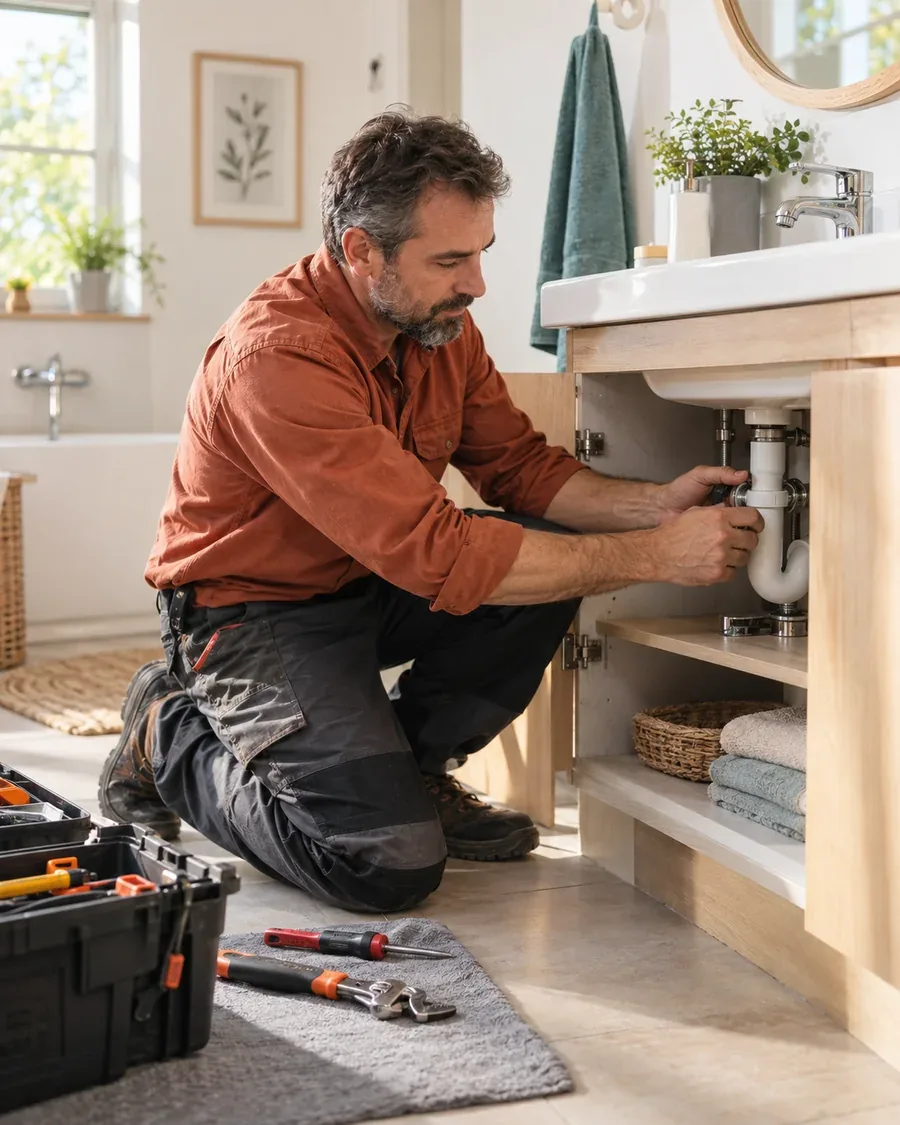 Un professionnel de la plomberie au travail